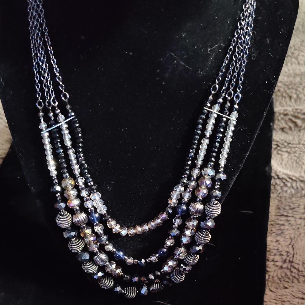 Elegant Multi-Strand Gun Metal Necklace